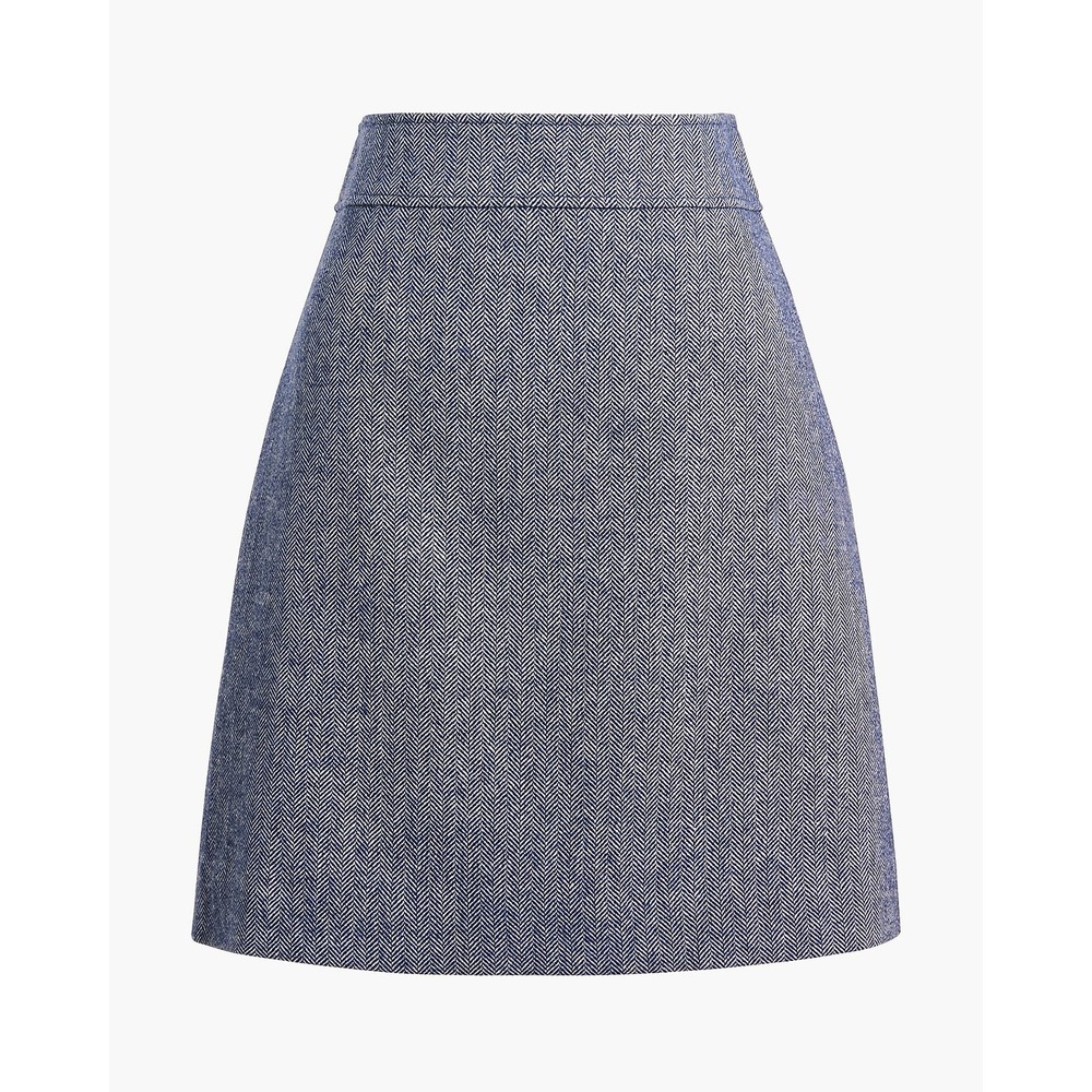 J.Crew Herringbone Mini Skirt‎ Womens 2 Blue Wool Blend Preppy Academic BS939
